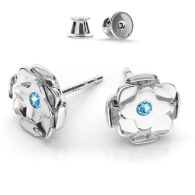 Silver rose earrings Swarovski base