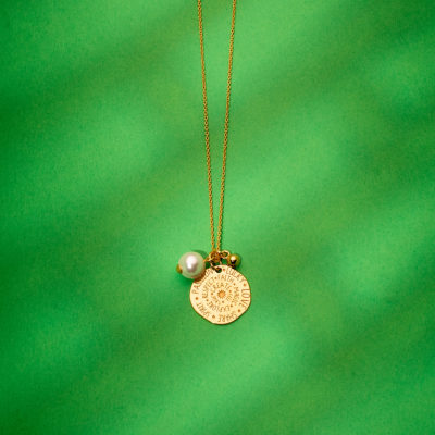  coin and pearl pendant necklace