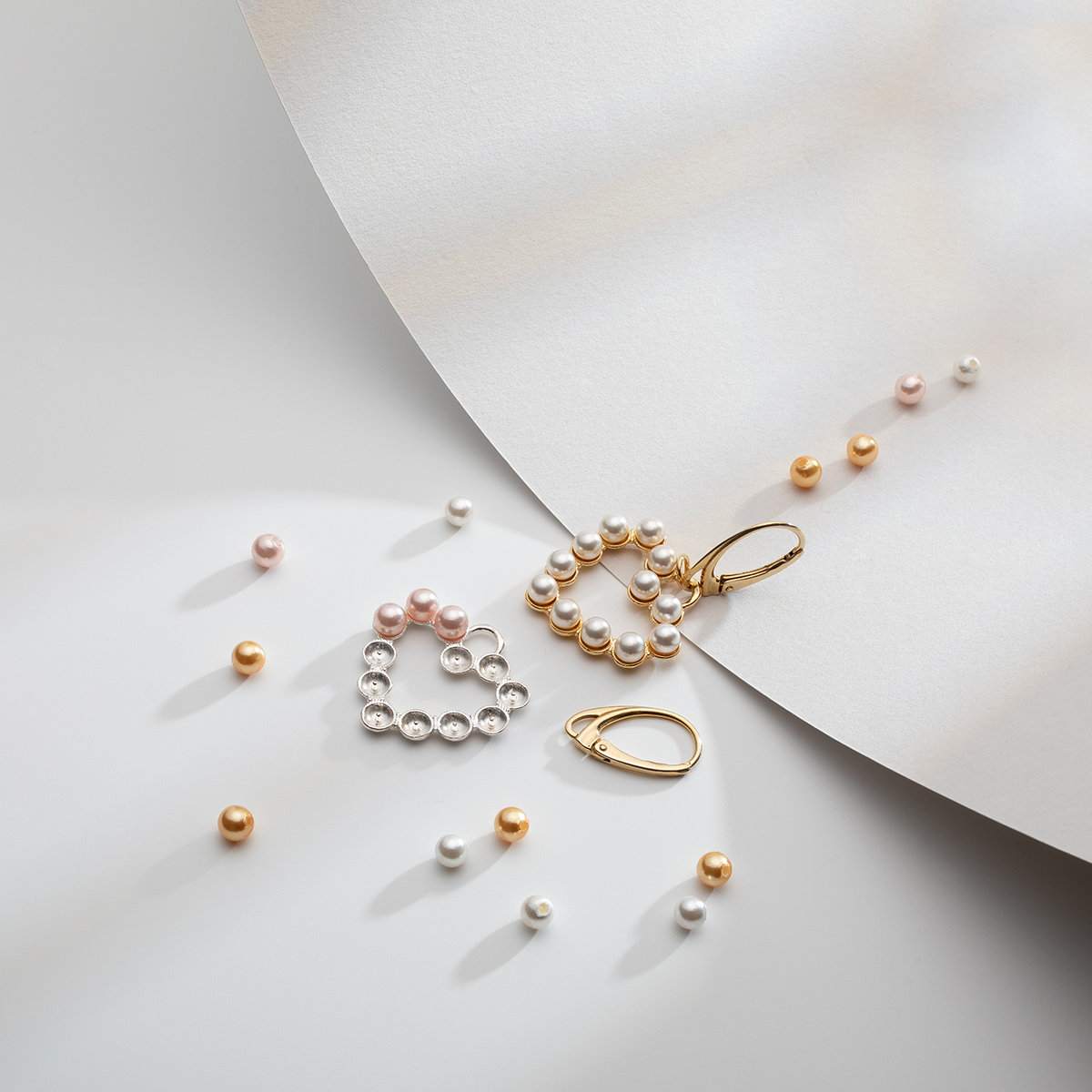 kolczyki serca z perłami