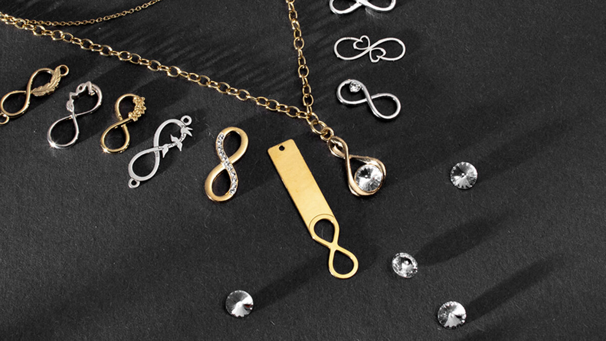 symbol nieskończoności w biżuterii